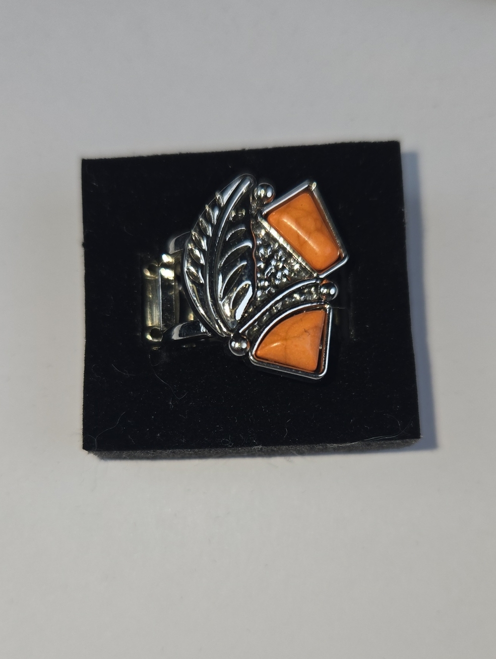 paparazzi Silver-Tone Ring with Orange Stone Accents